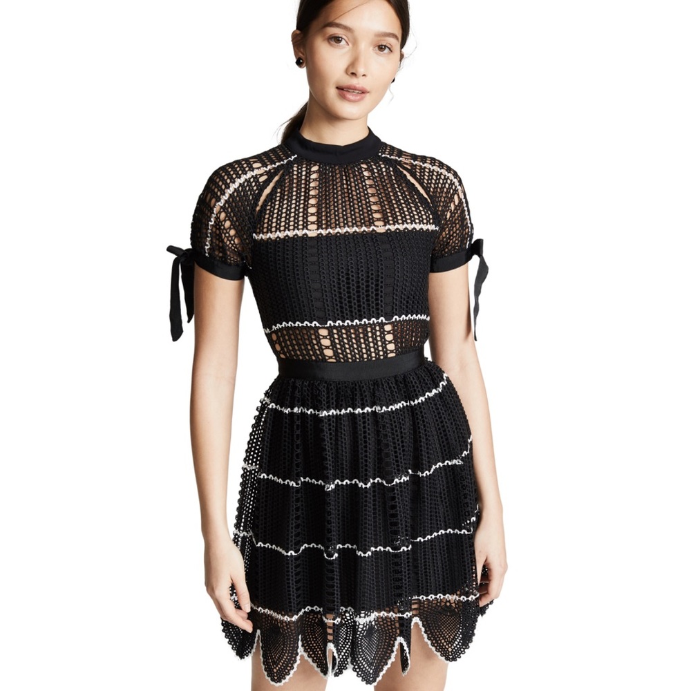 Self-Portrait Black and White Lace Dress